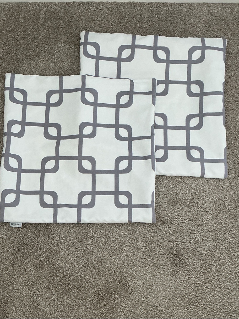 2 Decorative Geometric Throw Pillow Covers - White and Gray